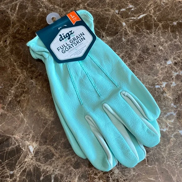 Digz Full Grain Goatskin Large Garden Gloves, 100% Goat Leather, Mint Green, NWT - Picture 2 of 8